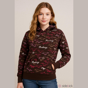 Ford Mustang Brown Pullover Logo & Horses Cotton Polyester Lining Junior Size L